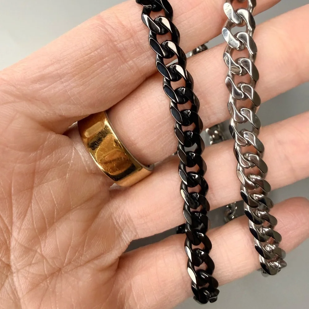 Titanium Cuban Link Chain Bracelet 7mm Waterproof Men’s Jewelry